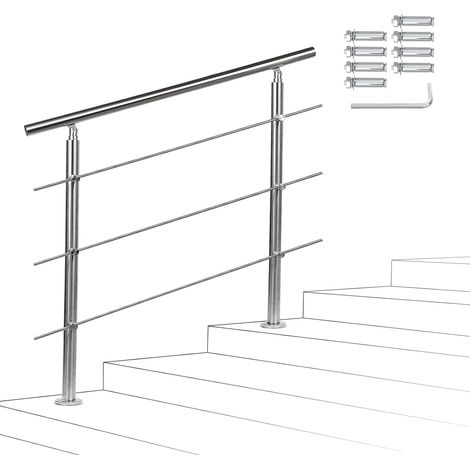 1 rampe d'escalier, acier inoxydable, 3 traverses, angle réglable, intérieur extérieur (1/5)