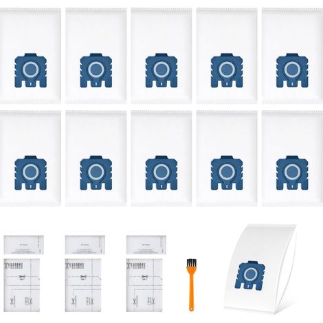 APEX Lot de 10 sacs à poussière de rechange compatibles avec les aspirateurs Miele et Hoover GN. S'adapte aux modèles équipés de 3 filtres de protection moteur et de 3 filtres d'échappement. (1/5)