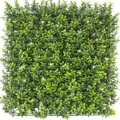Décoweb – Mur végétal artificiel jasmin blanc 1 x 1 m – Aspect naturel semi-occultant – 100% recyclable – Pose facile sur mur ou grillage