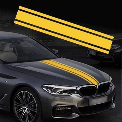 Pegatina de vinilo con diseño de franjas de carreras para capó de coche, 124 cm - Adhesivo para laterales de carrocería, techo, faldones y parachoques - Decoración de vinilo modificada para coche (Ama (1/5)