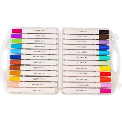 Marqueurs acryliques 24 teintes, poignée triangulaire arrondie, stylos de peinture pour bois, toile, pierre, verre, céramique (1/5)