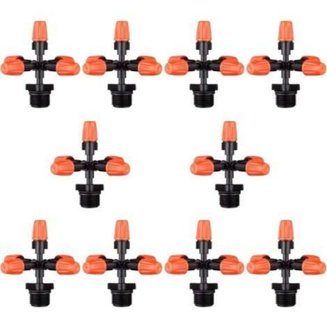 Arroseur de Jardin 10 pièces 360 degrés 6mm arroseurs d'atomisation croisés avec connecteurs à Filetage mâle 1/2 Pouce Buses de brumisation de Refroidissement d'irrigation de Jardin (1/5)