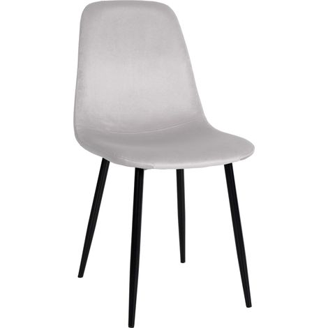 Chaise de salle à manger x1 design simple avec pieds en métal noir assise en velours crème 100002064
