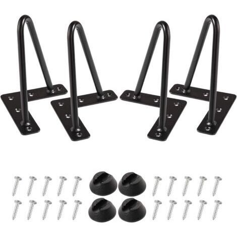 Pieds en épingle à cheveux 15cm ensemble de 4, DIY meubles de table en métal jambes idéales pour la Table à manger, bureau,siècle style moderne (15cm, Noir)dengyank (1/5)
