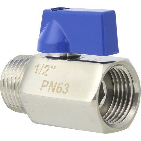 Vanne à bille d'arrêt 2 voies mâle/femelle en acier inoxydable BSPP pour raccordement de tuyauterie d'eau (type C) (1/5)