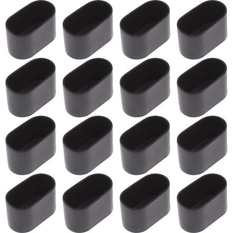 16 pcs Chaise Jambe Cap Chaise Jambe Protection Sol Protection Pied Caps pour Chaise Pliante Tube Ovale, en Plastique (Noir16 pièces / 20x40mm) (1/5)