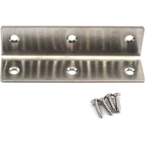 Lot de 6 équerres d'angle en acier inoxydable en forme de L pour étagères en bois 100 x 25 x 25 mm (1/5)