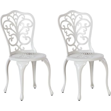 Set di 2 sedie da pranzo vintage da giardino in alluminio bianco sporco Bistro Triora