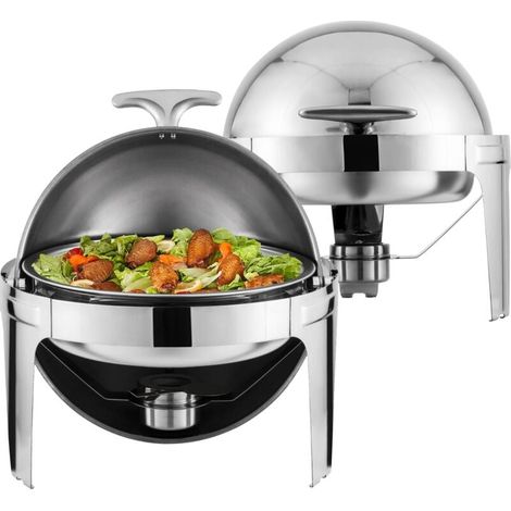Stück 6 l Brennstoff-Buffet-Wärmerbehälter, Edelstahl-Speisenwärmer, runder Behälter hält warm zum Servieren im Selbstbedienungsbuffet im Hotel (1/4)