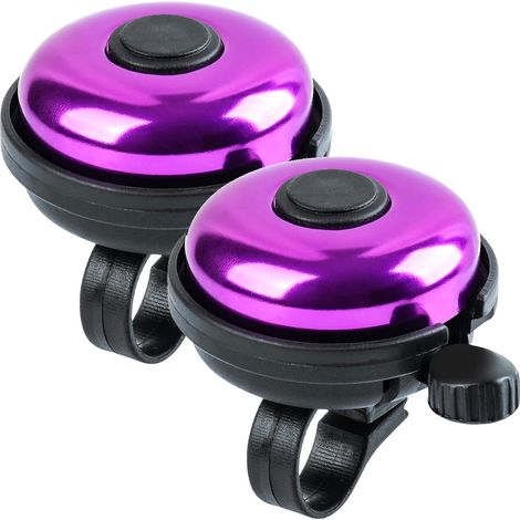 Timbre clásico para bicicleta, de aluminio, sonido claro y potente, para adultos y niños, color morado, juego de 2 (1/5)