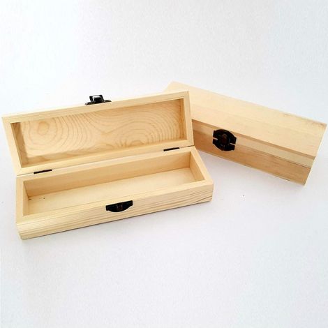 Trade Shop - 2 PEZZI SCATOLE LEGNO PORTAPENNE PORTAGIOIE RF7608 RETTANGOLARE COFANETTO -