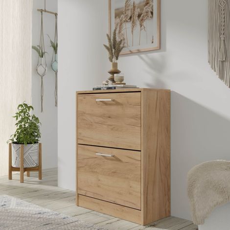Mobiletto portascarpe ADA 2D con 2 ribalte – rovere craft dorato