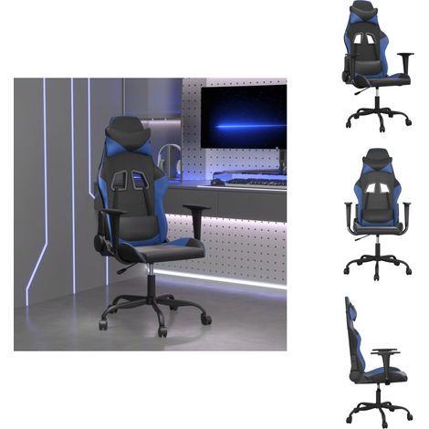 Chaise de jeu de massage Noir et bleu Similicuir - Chaise Gaming - Fauteuil Gamer - Chaise Ergonomique - Chaise Bureau - Fonction Massage (1/5)
