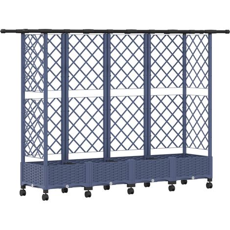 Raised Bed with Trellis and Roof Grey 202.5 x 40 x 127 cm PP vidaXL