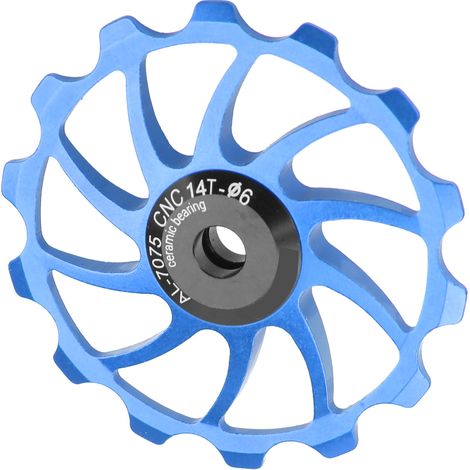 Poulie de dérailleur arrière 14 dents en alliage aluminium bleue, pièce de rechange pour vélo de route et VTT (1/5)