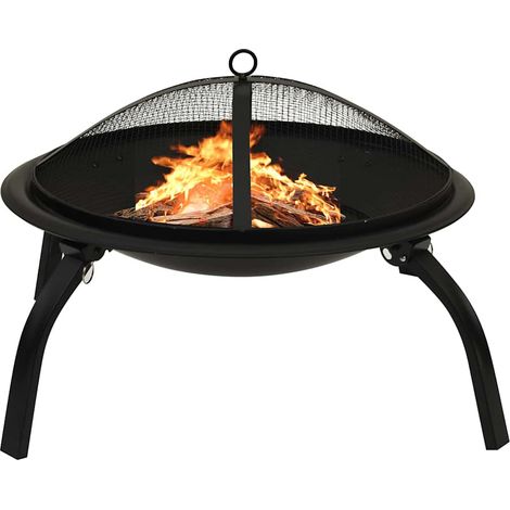 Foyer et barbecue avec tisonnier 2 en 1-Brasero 56x56x49 cm Acier (1/5)