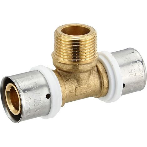 Pressfitting-T-Stück 26 x 3,0 - 3/4 Zoll Außengewinde - 26 x 3,0 mm für MV-Rohr