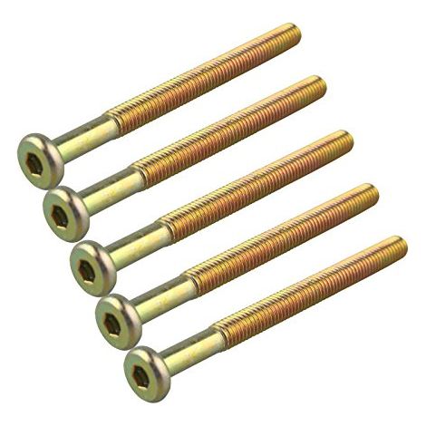 Paquete de 5 tornillos de fijación hexagonales de cabeza plana M6 × 75 mm para muebles, cincados y biselados.