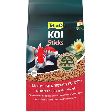 Tetra Pond Koi Sticks - Mangime per koi per pesci colorati e migliore qualità dell'acqua, sacco da 50 L (1/5)