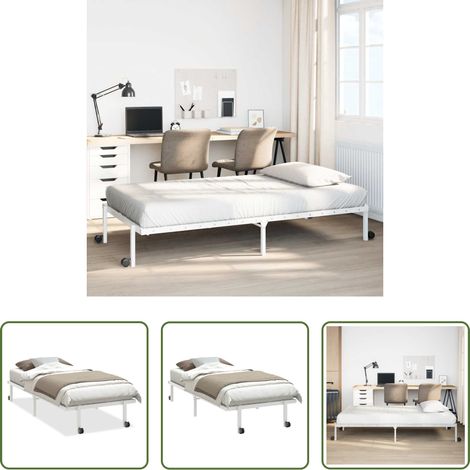 Cadre de lit pliable - Cadre de lit sans matelas pliable blanc 90x190 cm acier (1/5)
