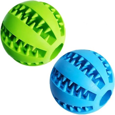 Balle jouet Feixun pour animaux de compagnie avec caoutchouc pour nourrir et nettoyer les dents - Lot de 2 (1/5)