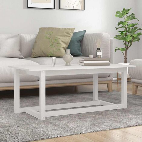vidaXL Coffee Table White 110x55x45 cm Solid Wood Pine (1/5)