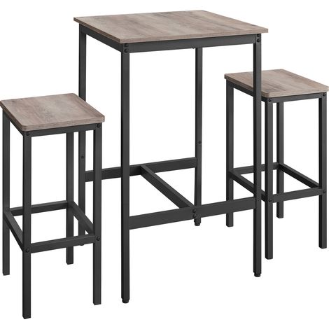 Vasagle – Table haute avec 2 tabourets – Dimensions table 60x60x90cm, tabourets 30x40x65cm – Style industriel – Gain de place pour petites cuisines