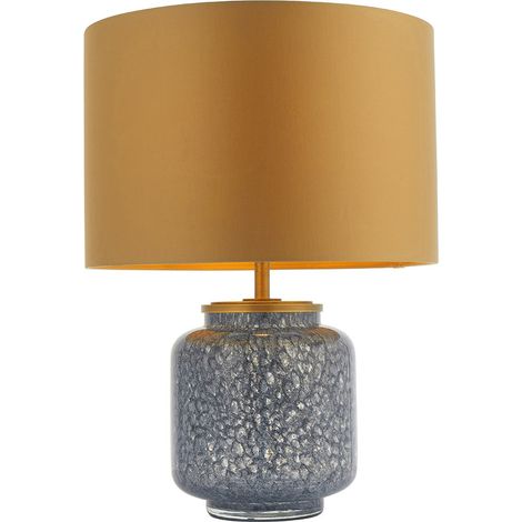 Merano Courmayeur Lampe à Poser Verre Cobalt & Tissu Satin Doré (1/5)