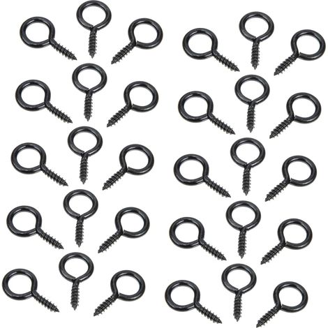 30 crochets à œillet, fer, noir, pour serviettes, à visser (1/5)