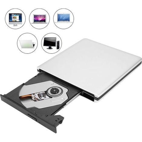 USB 3.0 Blu-Ray PC Portable Lecteur Optique Externe, DVD CD BD Writer Recorder Slim Portable Driver Mobile Alliage d'aluminium PC Graveur DVD Externe CD Driver (1/5)
