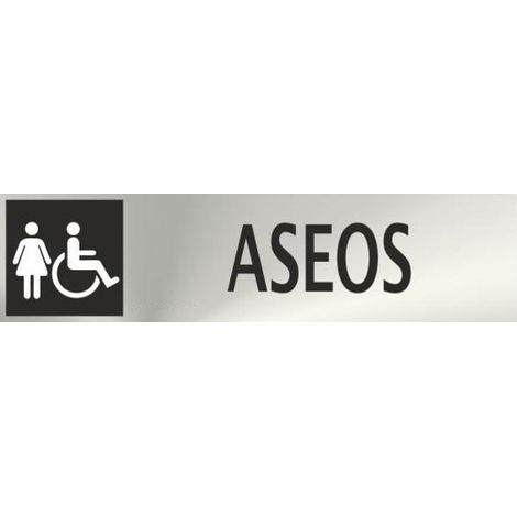 Señal informativa de acero inoxidable Aseos mujer y minusválidos de 50x200 mm SEKURECO (1/2)