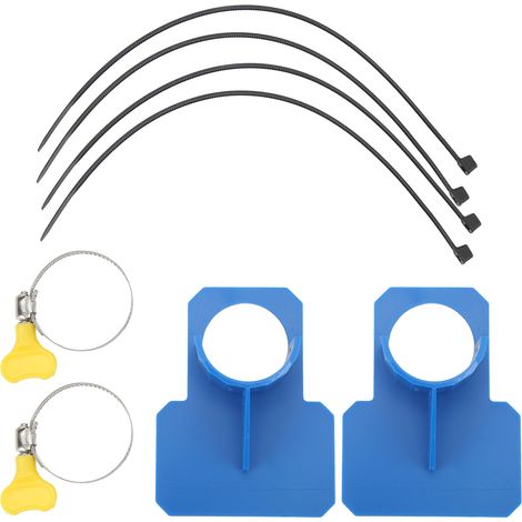 2 supports de fixation pour tuyau de piscine avec 2 colliers de serrage