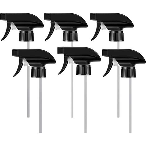 Tête De Pulvérisation - Lot De 6 - Plastique Noir - Filetage 28/410 - Pour Bouteilles Standard - Avec Tube Plongeur (1/5)