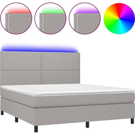 Maison Exclusive - Boxspringbett mit Matratze & LED Hellgrau 180x