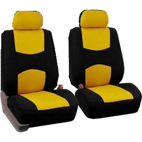 Lot de 4 housses de siège auto (sièges avant et banquette arrière) en polyester, couleur jaune. (1/4)