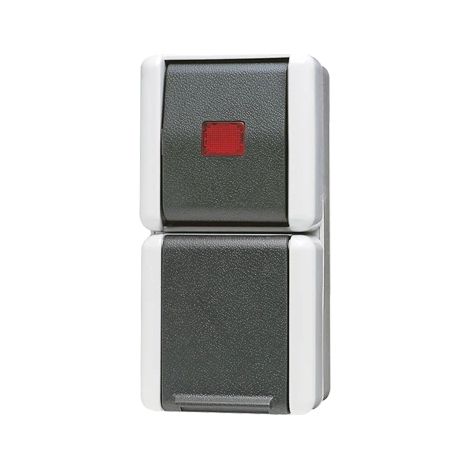 Jung Toma de corriente SCHUKO® 16 A 250 V  con interruptor basculante de control universal apagado-conmutado 10 AX 250 V  con indicador de función, vertical, IP 44, WG 800, antracita 876 KOW