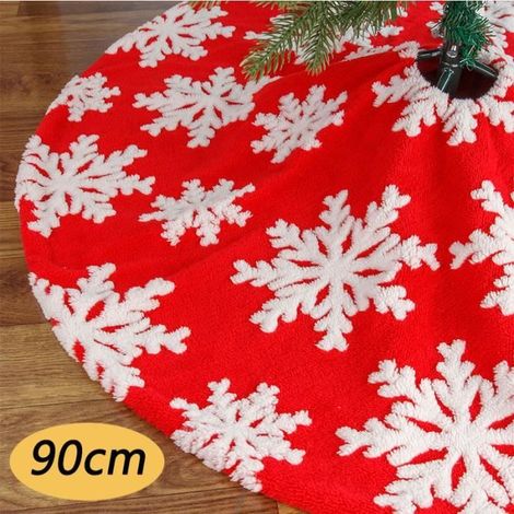 Jupe de Sapin de Noël, Tapis Sapin Noël, Christmas Tree Skirt, Couvre-Pied de Sapin, Tapis en Fausse Fourrure ,90cm (1/4)
