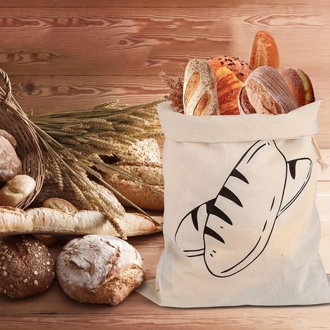 linen bread bag for storing homemade bread — unbleached and reusable — perfect for keeping artisan bread fresh. (1/3)