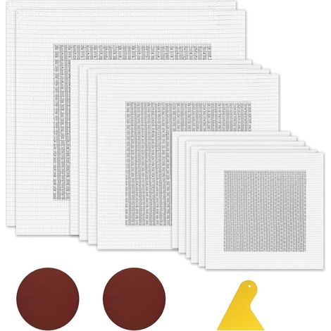 Lot de 15 patchs pour réparation murale en aluminium auto-adhésif 2/4/6 pouces, réparation de patchs autocollants, avec 2 papiers de verre et 1 couteaux, pour cloison sèche, réparation de fissures (1/5)