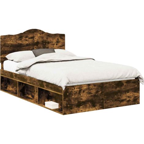 Cadre de lit Chêne fumé 120 x 190 cm Pin massif vidaXL (1/5)