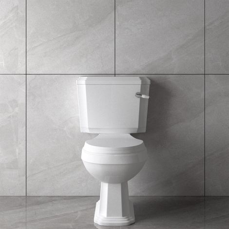 Bathroom White Close Coupled Toilet Soft Close Seat Traditional Ceramic WC