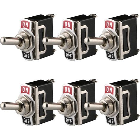 Interrupteur à Bascule 12V-24V-48V-110V/10A, 220V-230V/6A, SPST ON/OFF 2 Positions 2 Broches, pour Voiture Tableau de Bord Lumière (Pack de 6, Noir) (1/5)