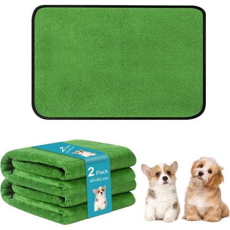 Lot de 2 tapis de dressage lavables réutilisables pour chien, chiot, absorbant, anti-fuite, antidérapant, pour le sol, la maison, les voyages, la voiture, 60 x 45 cm (1/5)
