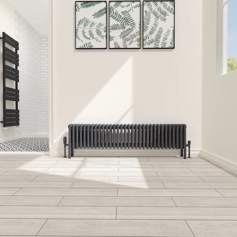 Traditional 4 Column Radiator Cast Iron Style Heating Rads Horizontal Anthracite 300x1460mm