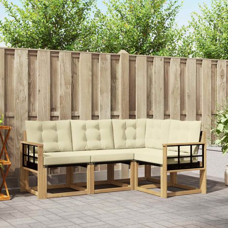 vidaXL Outdoor-Sofagarnitur mit Kissen 4 pcs Weiß und Creme (1/5)