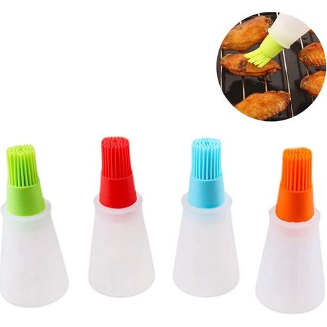 Set di pennelli per bottiglia d'olio Vitdipy, set di 4 pennelli da pasticceria in silicone, bottiglia d'olio da cucina, utensili da cucina, dispenser d'olio per barbecue, accessori per barbecue, rosso (1/5)