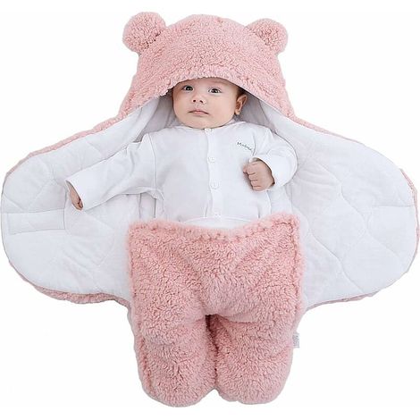 Couverture D'Emmaillotage pour Bébé Unisexe, Sac de Couchage Nid d'ange Puériculture, Gigoteuse Emmaillotage à Capuche Naissance-Rose-S(0-3 Mois) (1/5)
