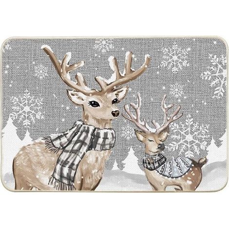 Christmas Doormat - Reindeer and Snowflake Design - Non-Slip - Stain Resistant - For Indoor and Outdoor Use - 40 x (1/5)