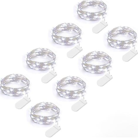 Lot de 8 Guirlande Lumineuse à Piles (Inclus) 3 Meters 30 LED Micro Guirlande en Fil Cuivre Blanc pour la Décoration de Noël Chambre Soirées Mariage (1/5)
