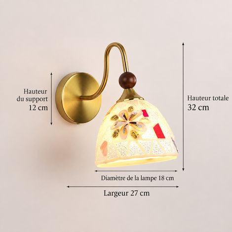 Applique murale style Tiffany Modèle C en verre coloré coquillage lumière chaude 28 × 28 × 26 cm 3 kg – Livraison gratuite